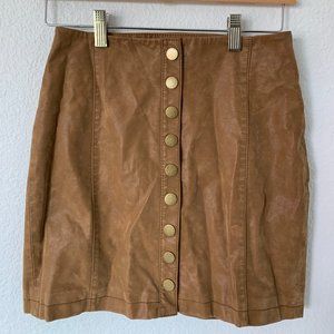 Free People Tan Brown Vegan Leather Skirt